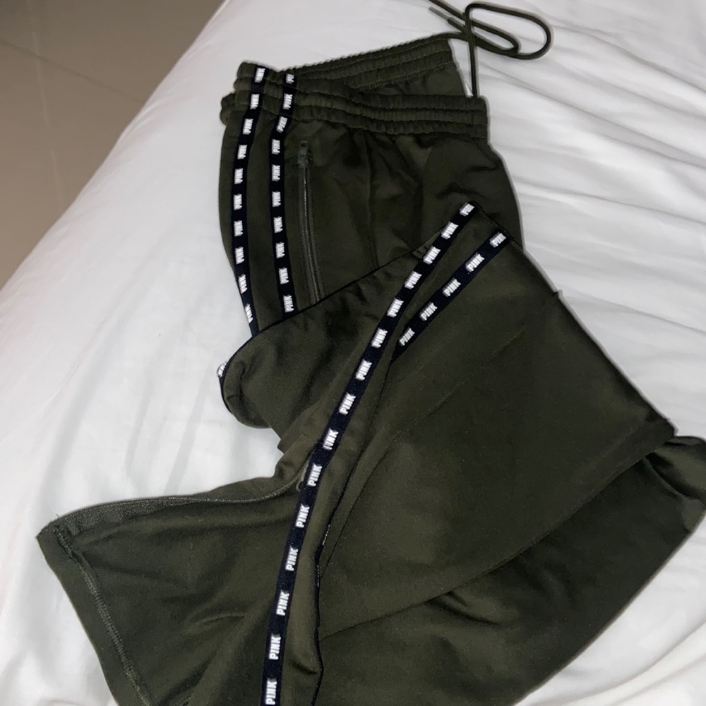 Pink track pants
